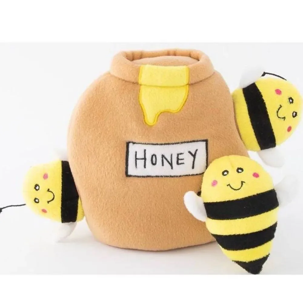 Zippy Paws Burrow Interactive Dog Toy Hide and Seek Squeaky Honey Pot with Bees